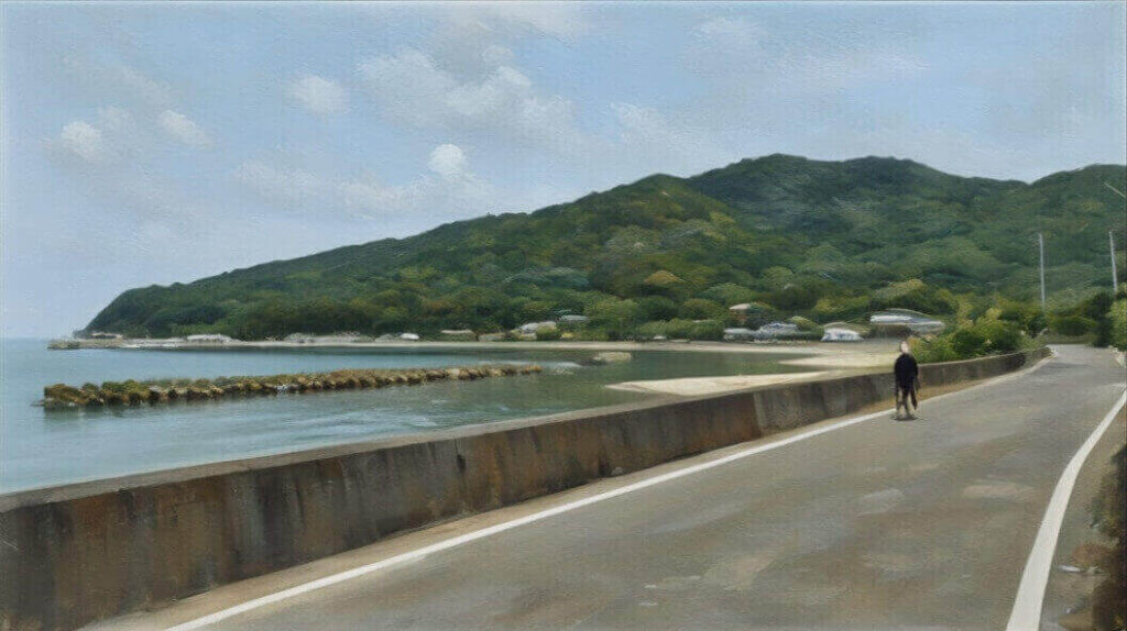 福の浦漁港周辺の道路のイラスト