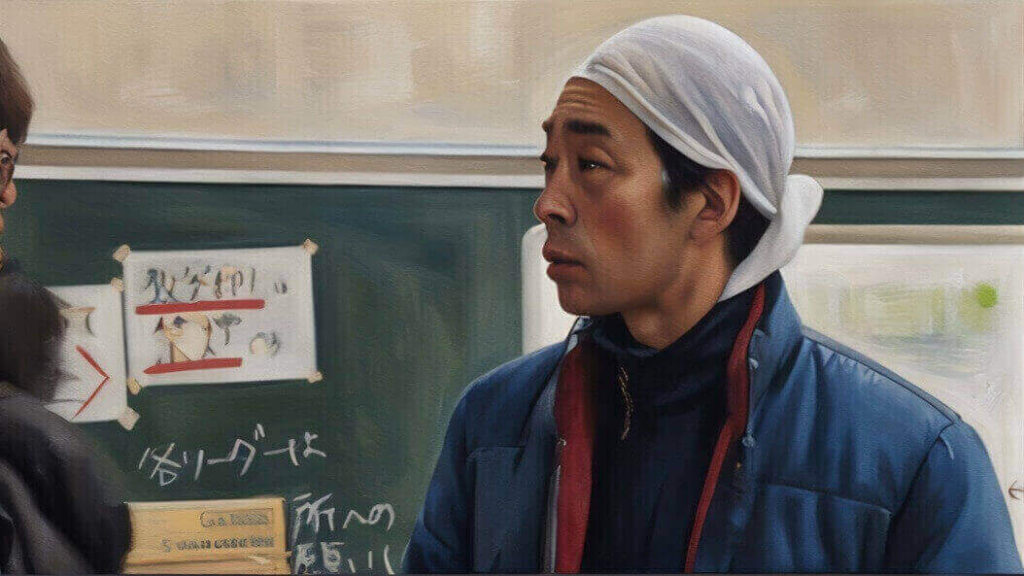 避難所で働く聖人のイラスト