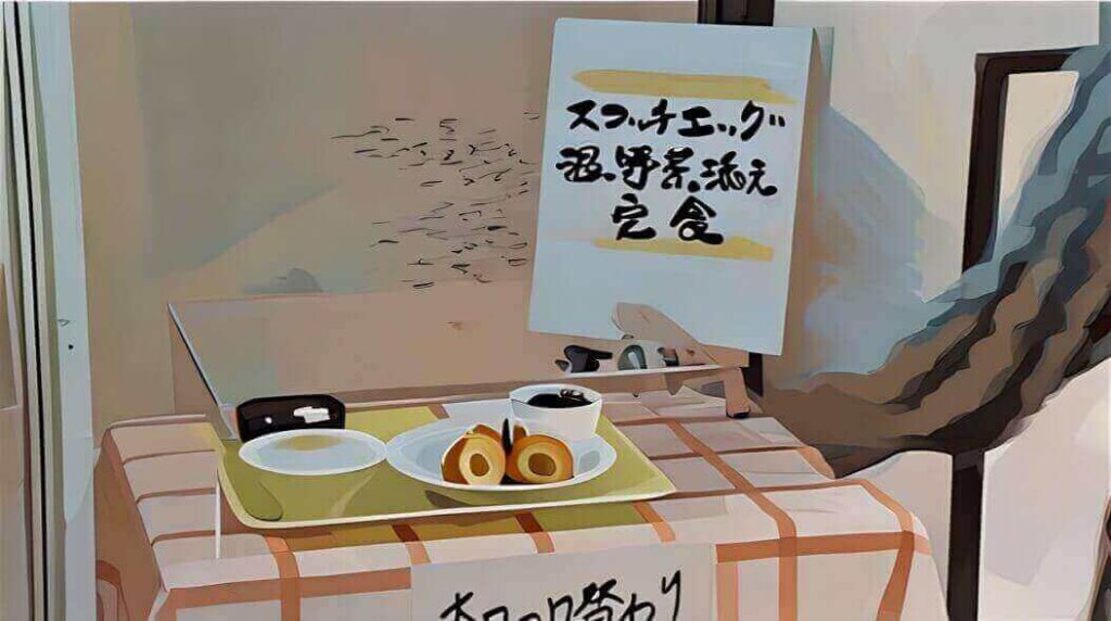 スコッチエッグの温野菜添え定食のイラスト