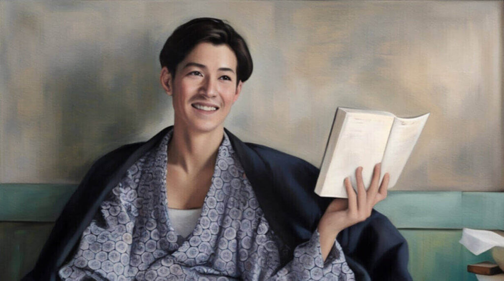 若松次郎が手にした速記の日記のイラスト