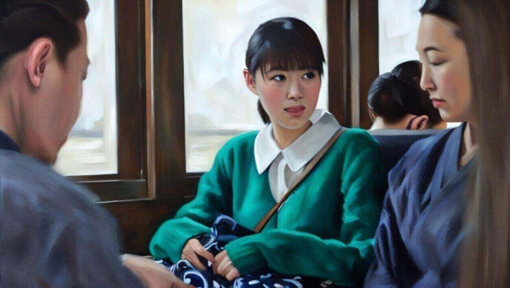 汽車で東京に向かうメイコのイラスト