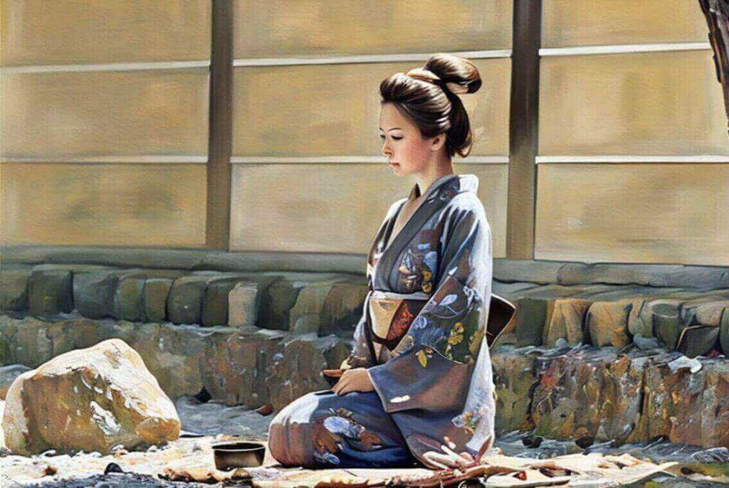 物乞いするタエのイラスト