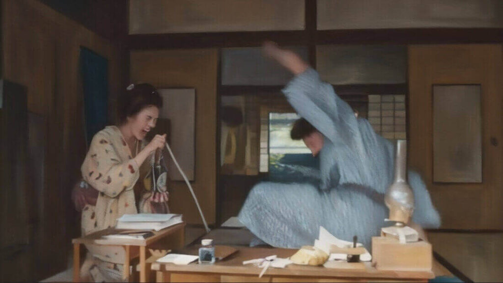 ビールを噴射するトキのイラスト