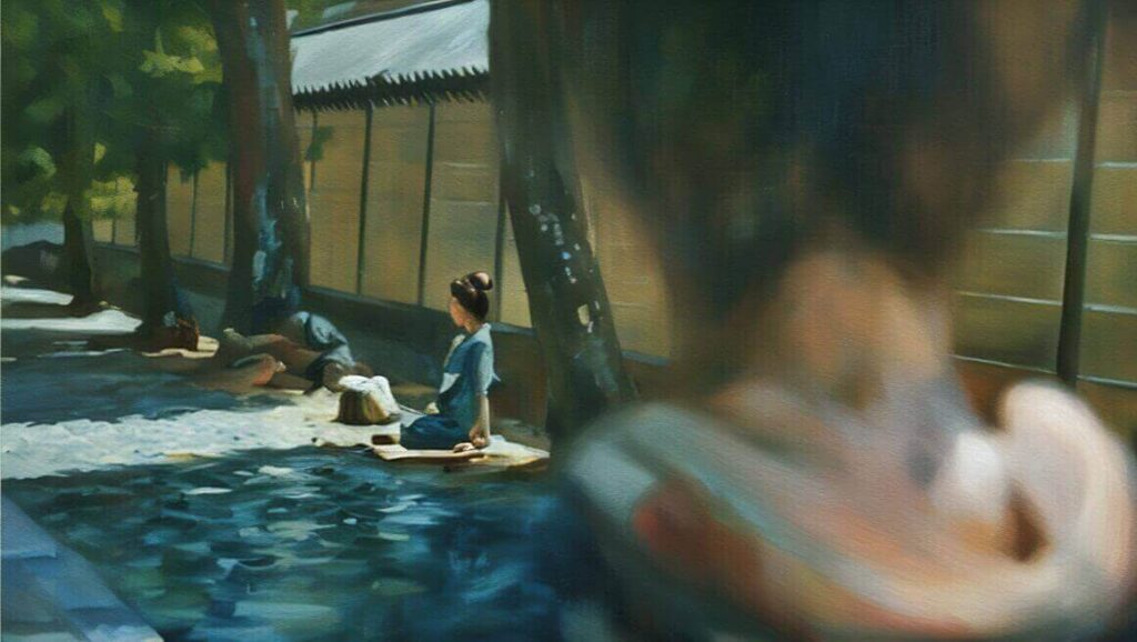 物乞いするタエのイラスト