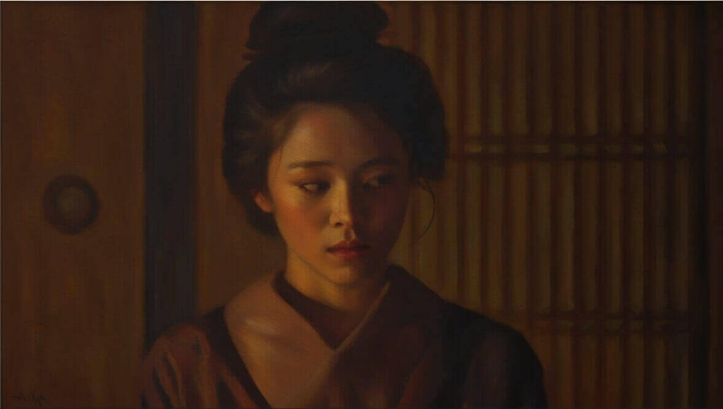 風呂上りに緊張するおトキのイラスト