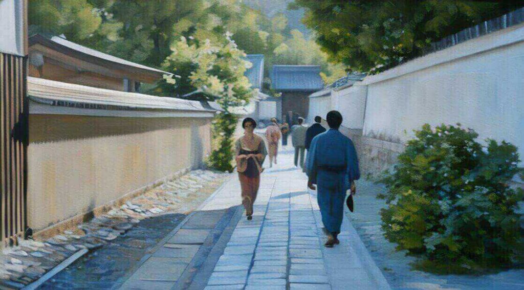 買い物に出かけるおトキのイラスト