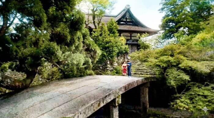 小豆洗い橋のシーンのイラスト