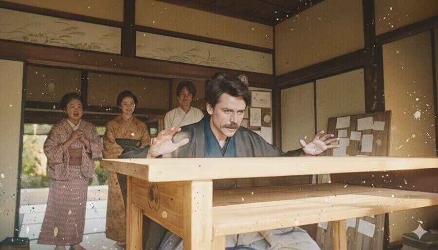 ヘブンの机のイラスト