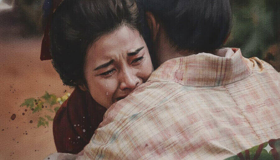 後悔して泣くサワのイラスト