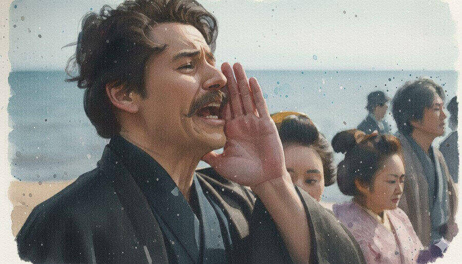 感謝をいうヘブンのイラスト