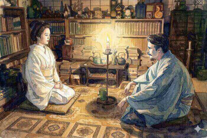 ばけばけ最終回のシーンのイラスト