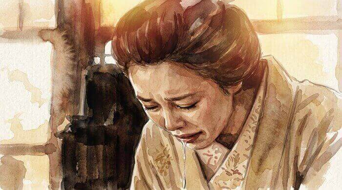 悲しみにふけるトキのイラスト